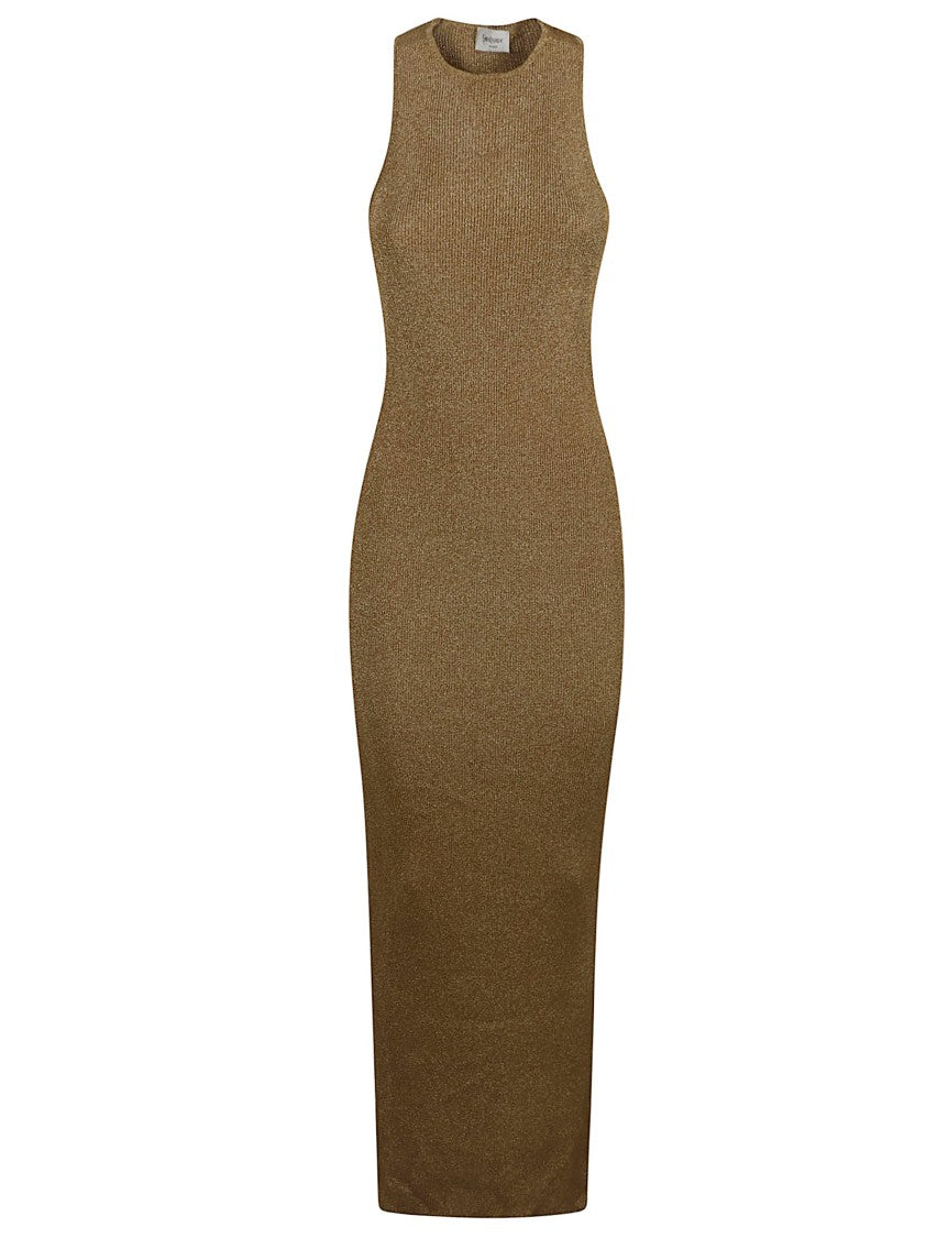 Saint Laurent Form-Fitting Maxi Dress With High Neckline
