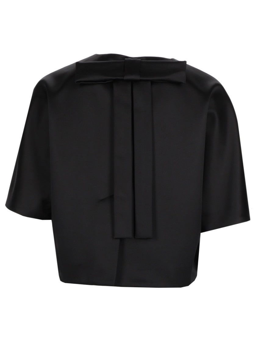 Max Mara Omelia Cropped Bow Satin Cape