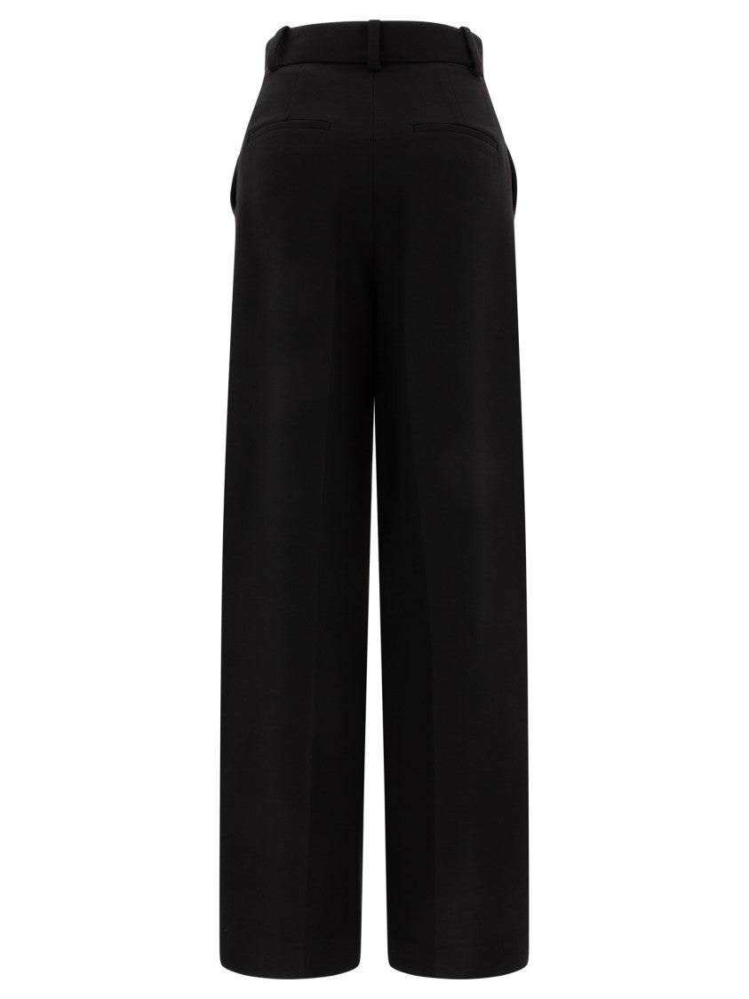 Khaite High-Waist Wide-Leg Pants With Pleated Detailing