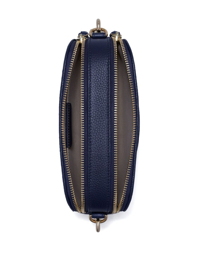 Tory Burch Compact Blue Pebbled Leather Shoulder Bag