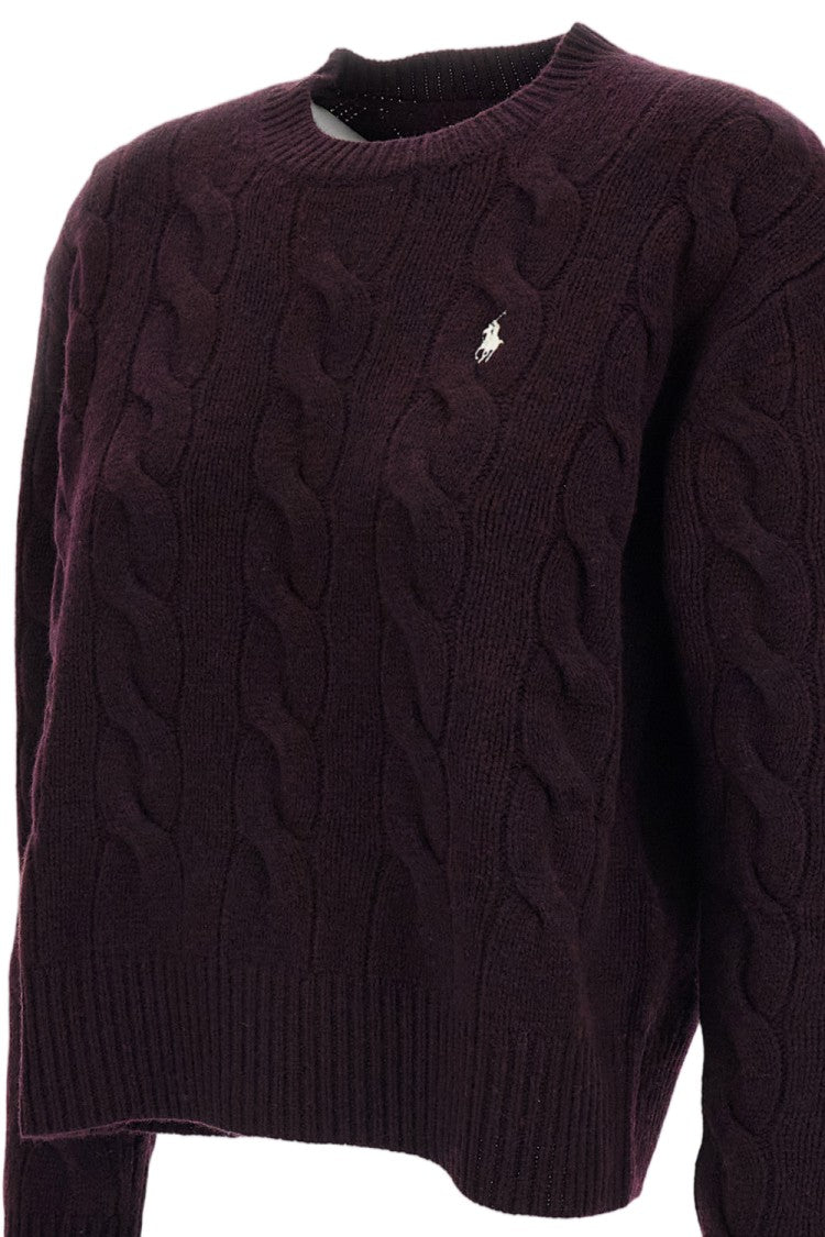 Polo Ralph Lauren Brown Cable-Knit Wool-Cashmere Blend Crewneck Sweater