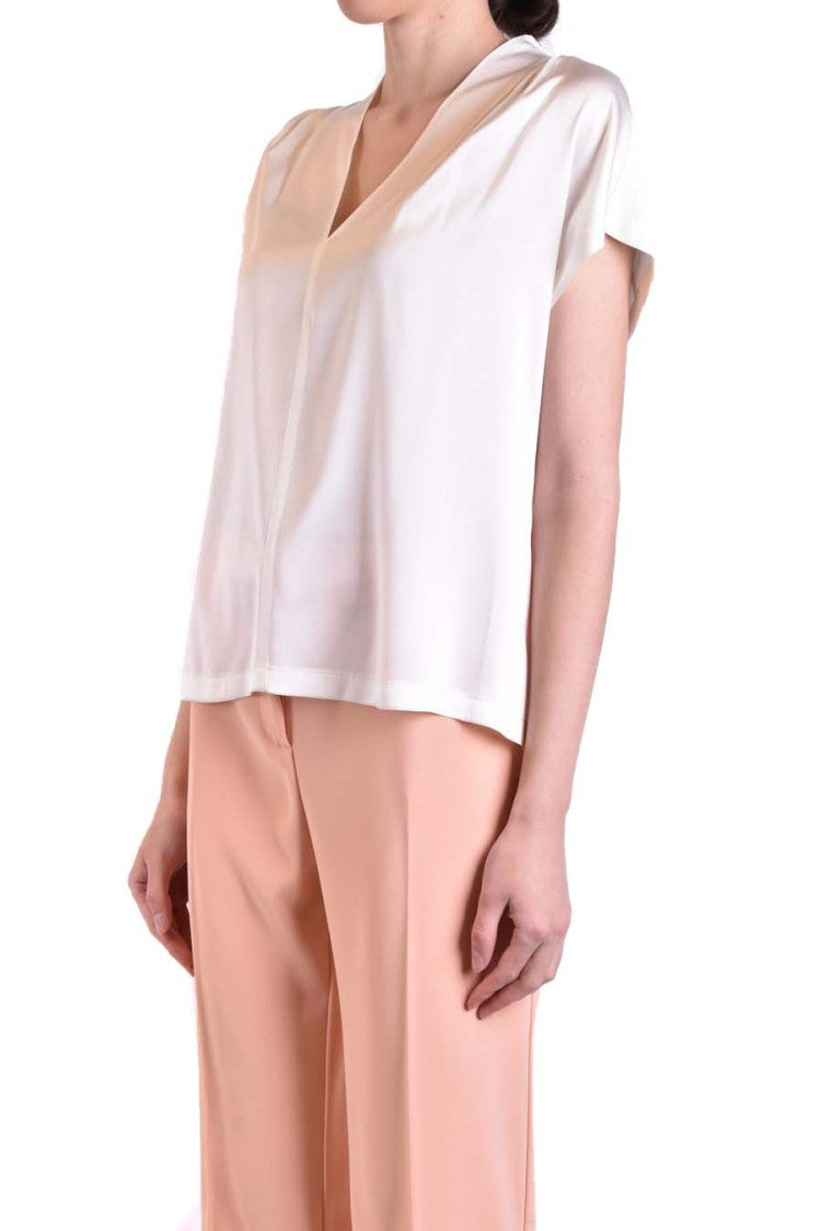 Pinko Silk And Elastane Short-Sleeved V-Neck Top