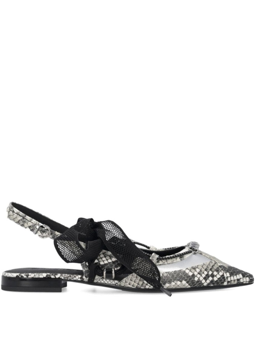 Pinko Pointed-Toe Slingback Sandals With Snakeskin Pattern