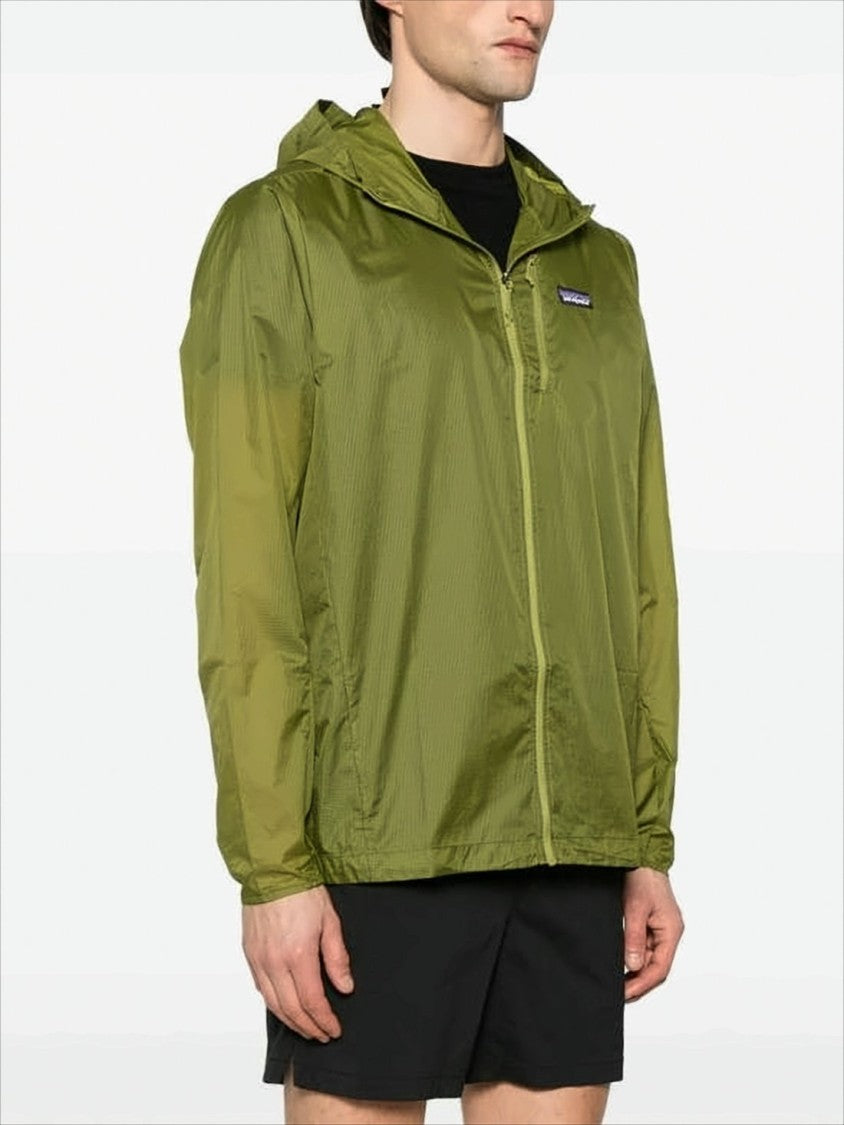 Patagonia Lightweight Green Hooded Jacket With Zippered Pocket