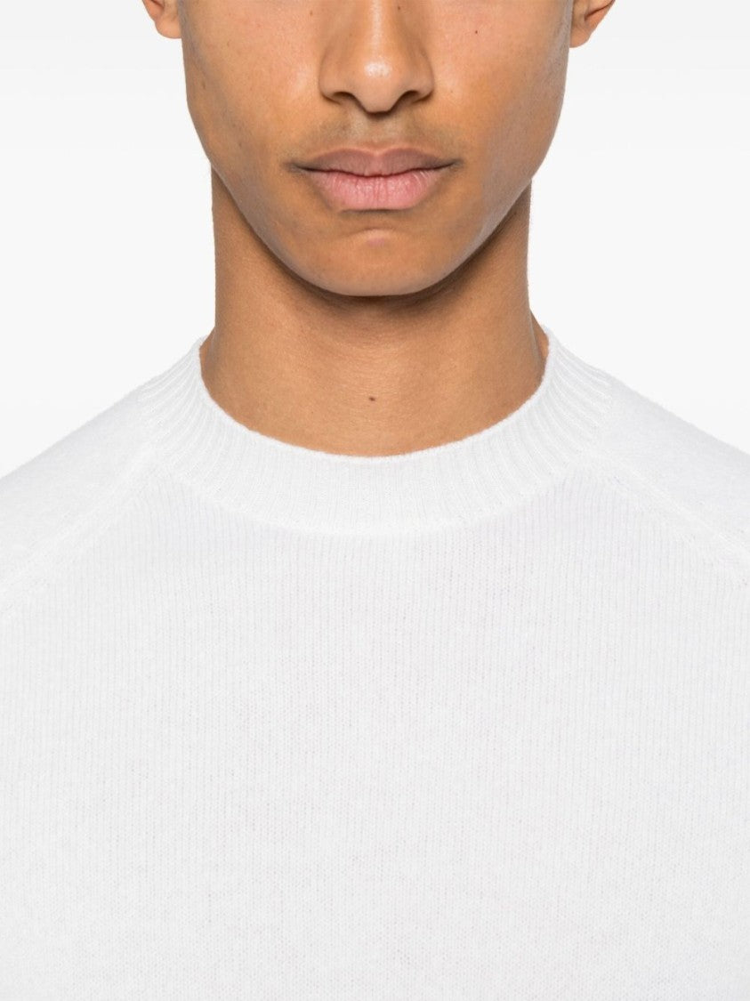 Tom Ford White Crew Neck Sweater In Wool-Cashmere Blend