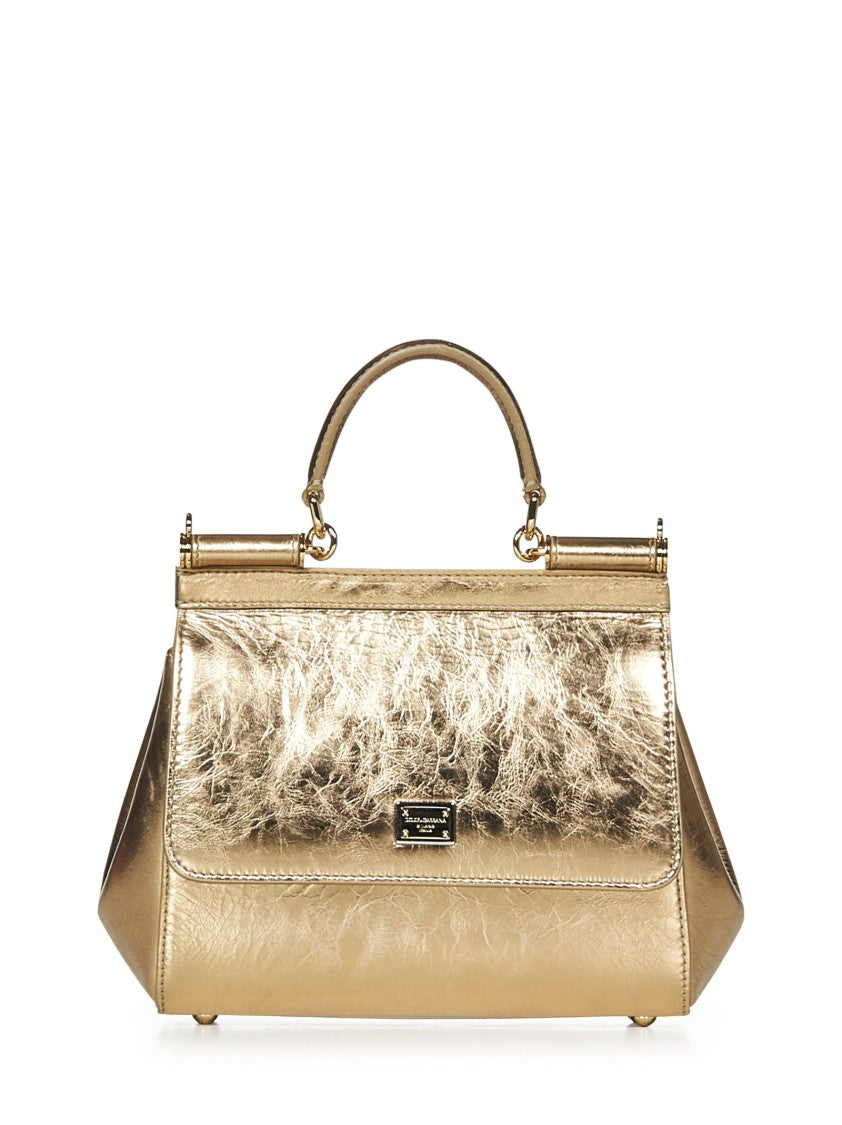 Dolce & Gabbana Gold Laminated Leather Sicily Handbag