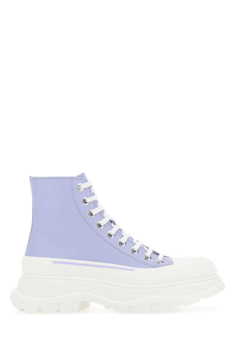 Alexander Mcqueen Lilac Leather Tread Slick Sneakers