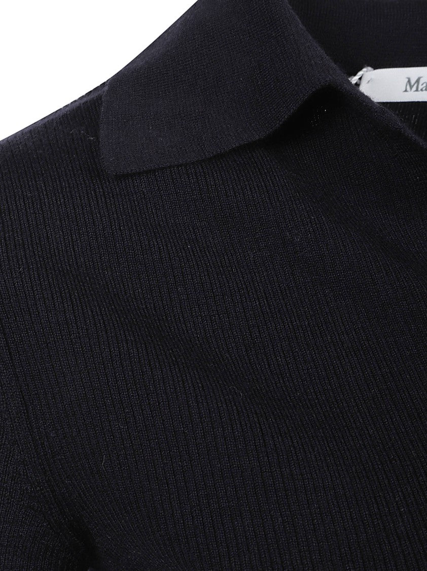 Max Mara Fitted Short-Sleeve Knit Top With Classic Collar