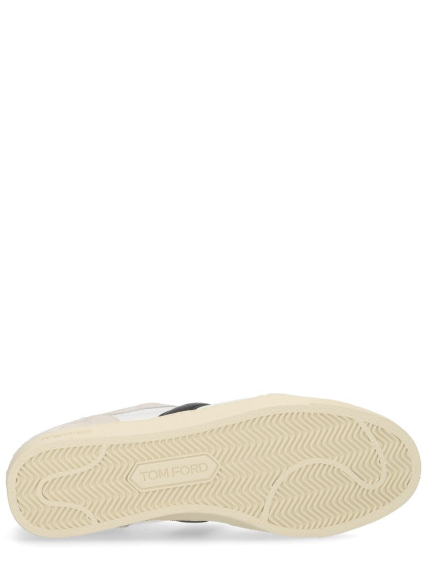 Tom Ford White Striped Black Heel Sneakers