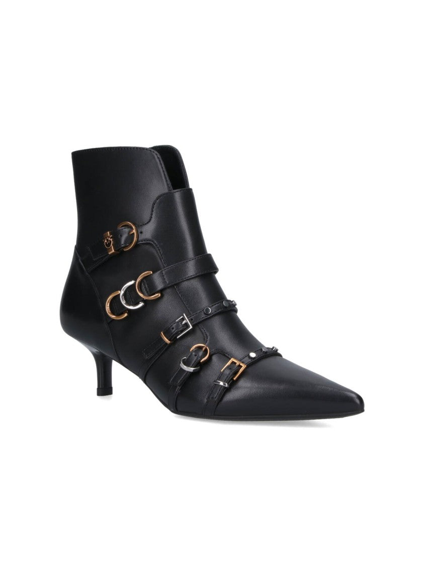 Pinko Buckle Ankle Boots – Black