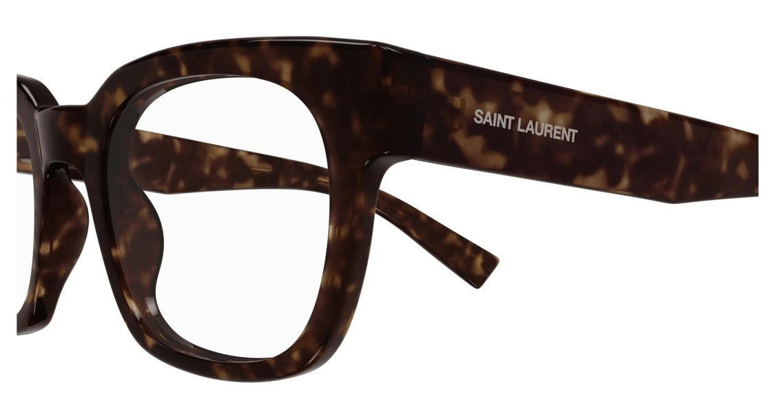 Saint Laurent Havana Tortoiseshell Acetate Oversized Square Eyeglasses