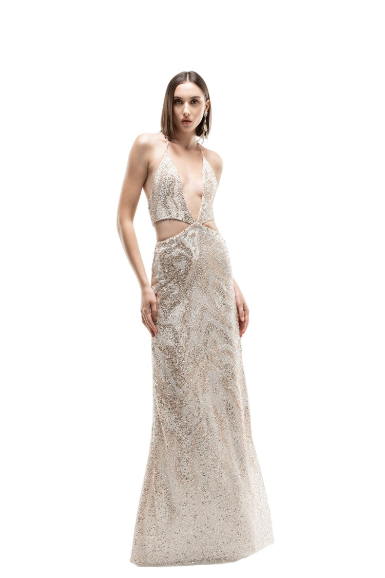 Saiid Kobeisy Fully Embroidered Cut-Out Dress