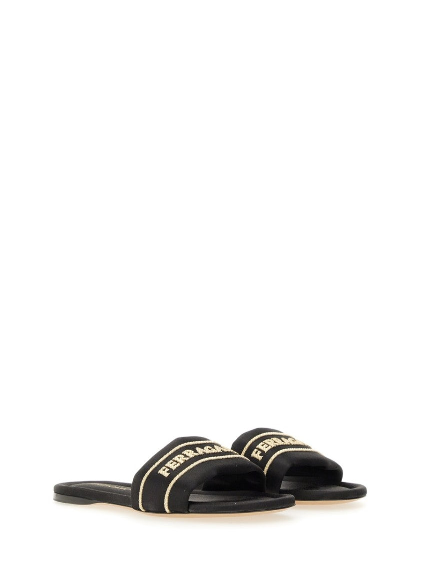 Ferragamo Slide Sandal With Iconic Logo Detail