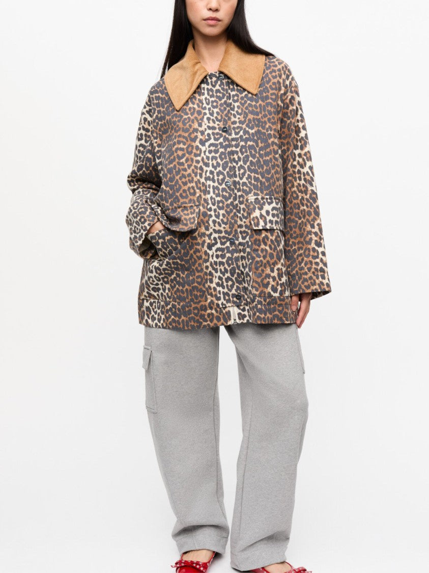 Ganni Multicolor Leopard Print Cotton Jacket