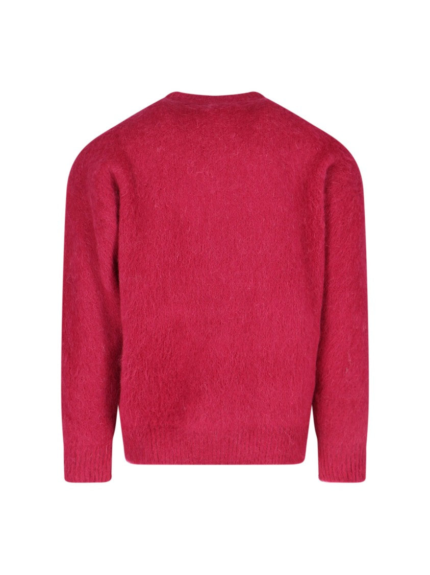 Bonsai Mohair-Blend Sweater – Red With Embroidery