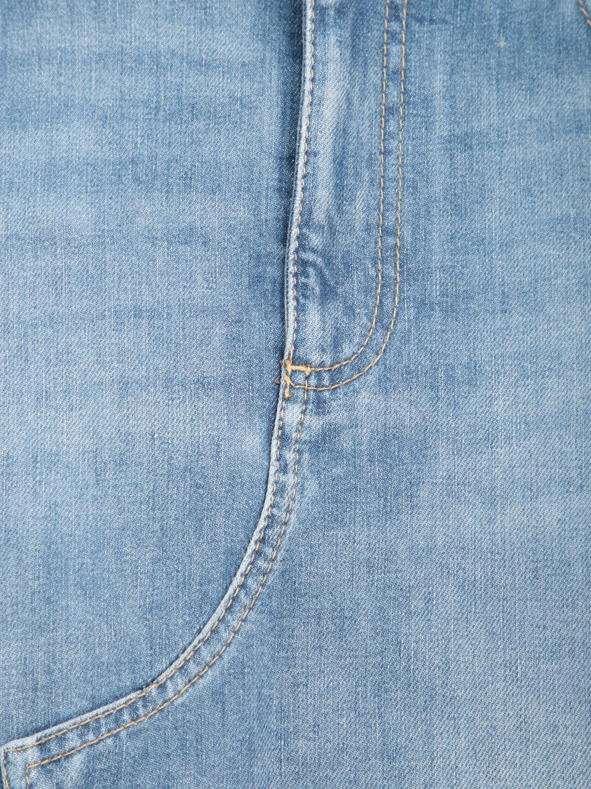 Pinko Tapered Denim Maxi Skirt With Tailored Finishes