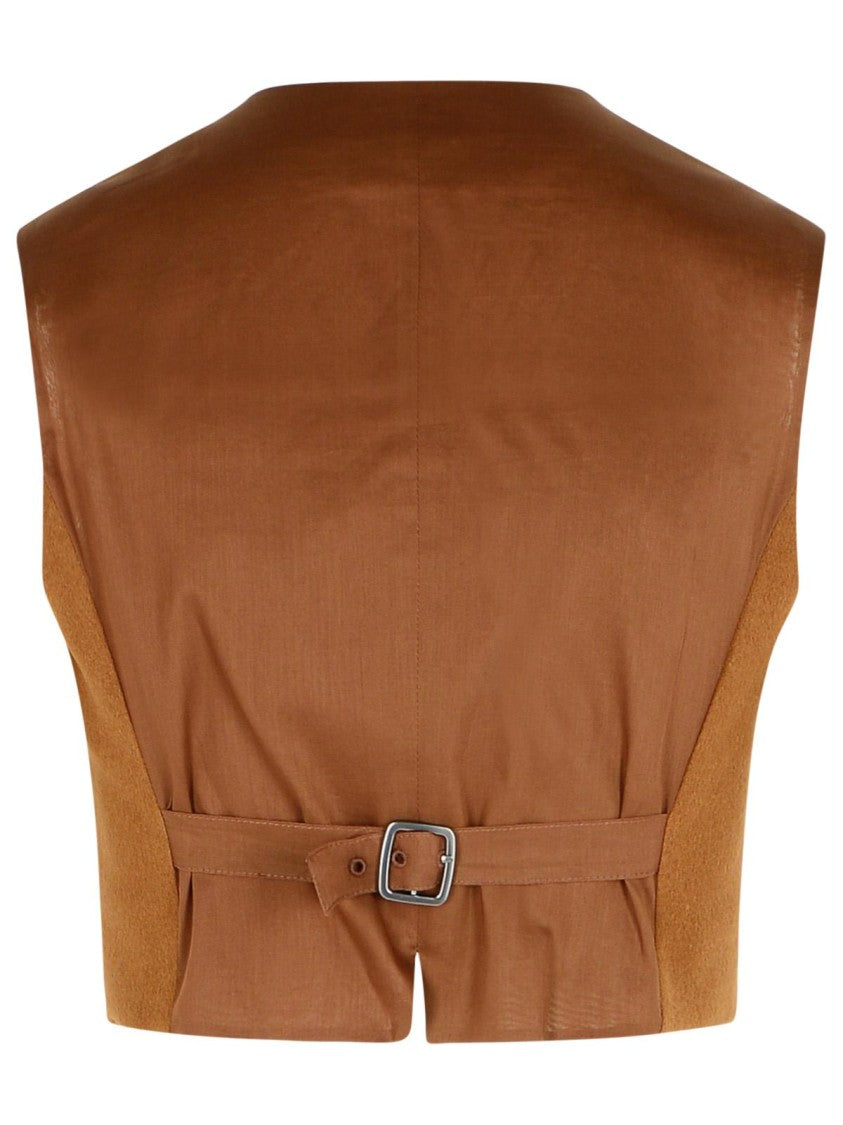 Max Mara 'Edda' Camel Light Leather Vest
