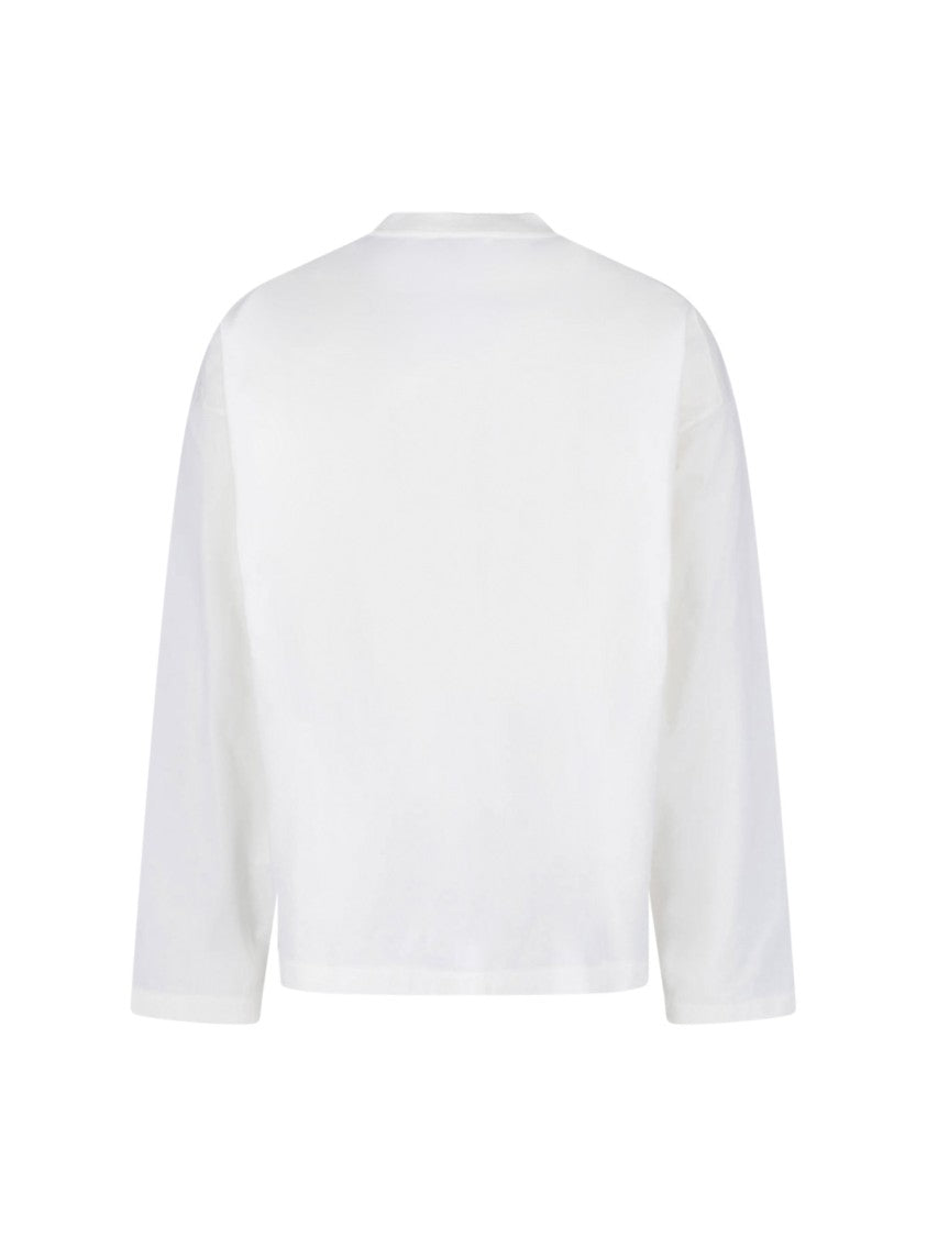 Jil Sander White Crewneck Long-Sleeve Cotton T-Shirt