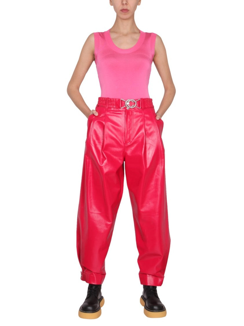 Bottega Veneta Sleek Black Leather Pants With Zip