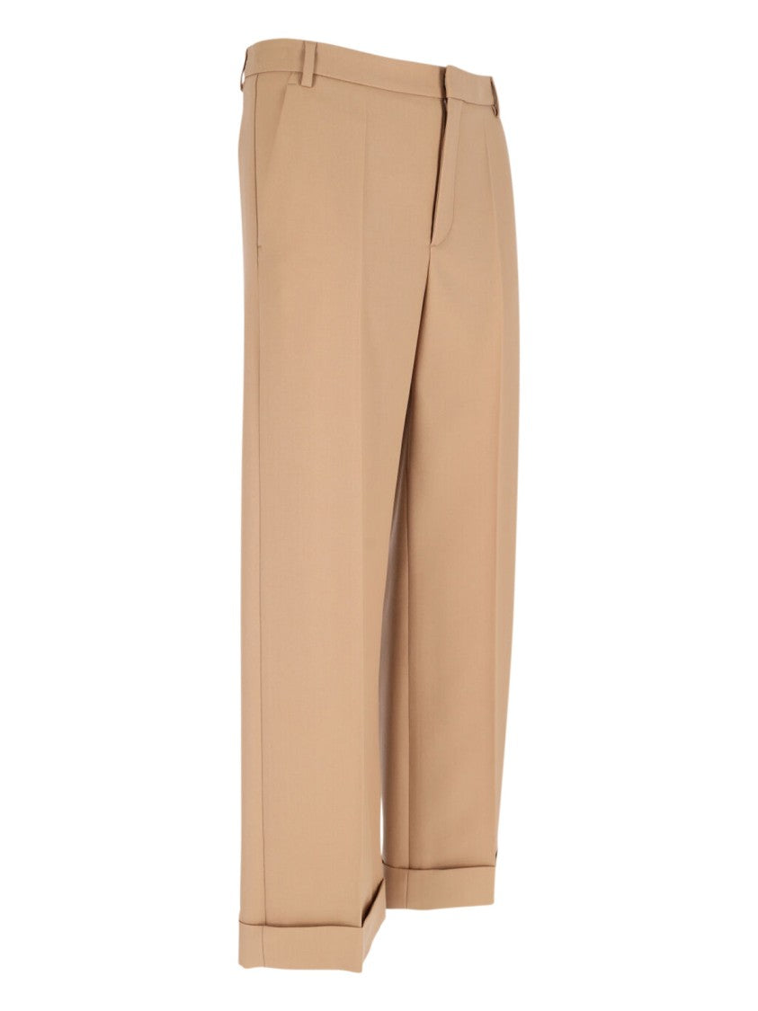 Valentino Straight Wool Trousers – Beige