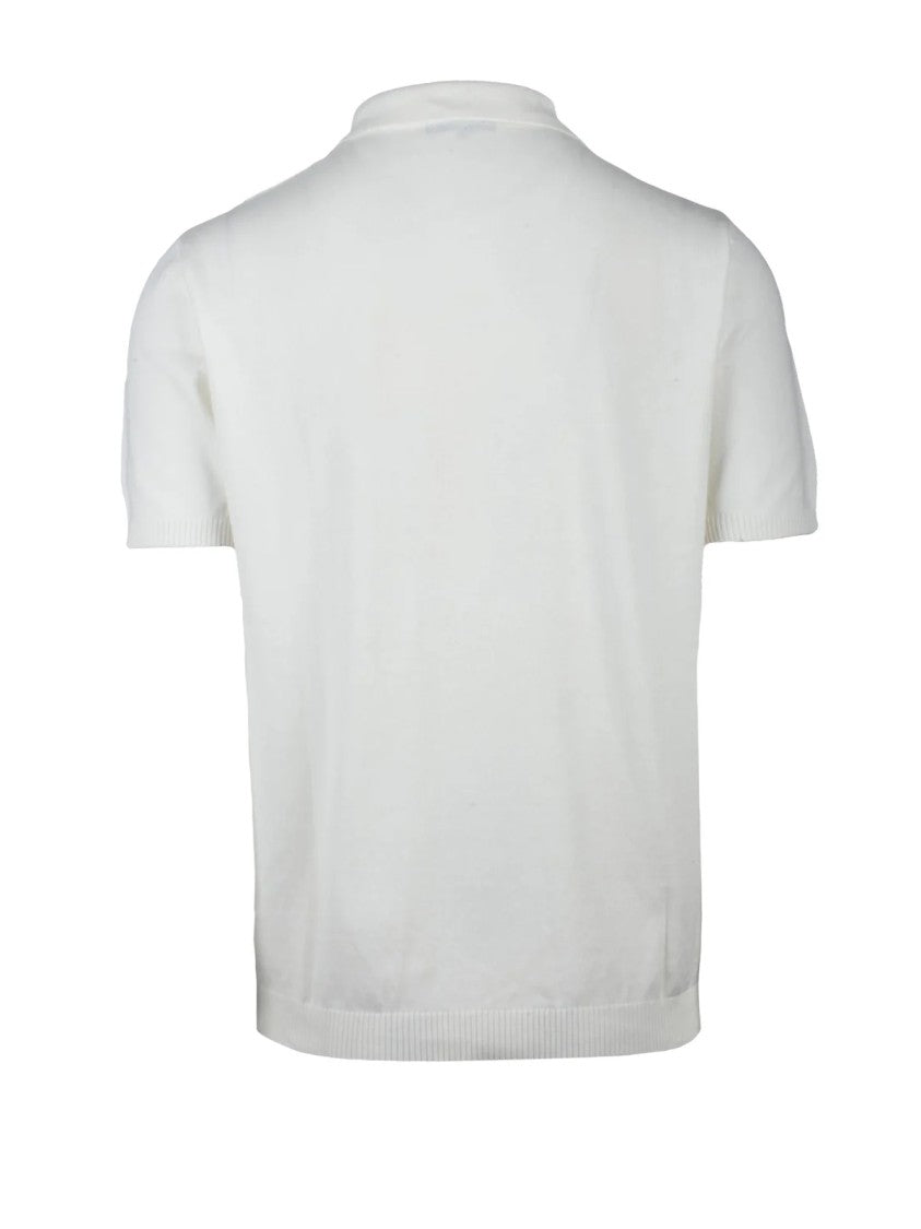 Wool & Co White Diamond Knit Polo Shirt