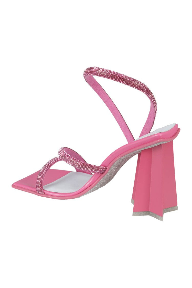 Chiara Ferragni Pink Leather Glitter Sandals