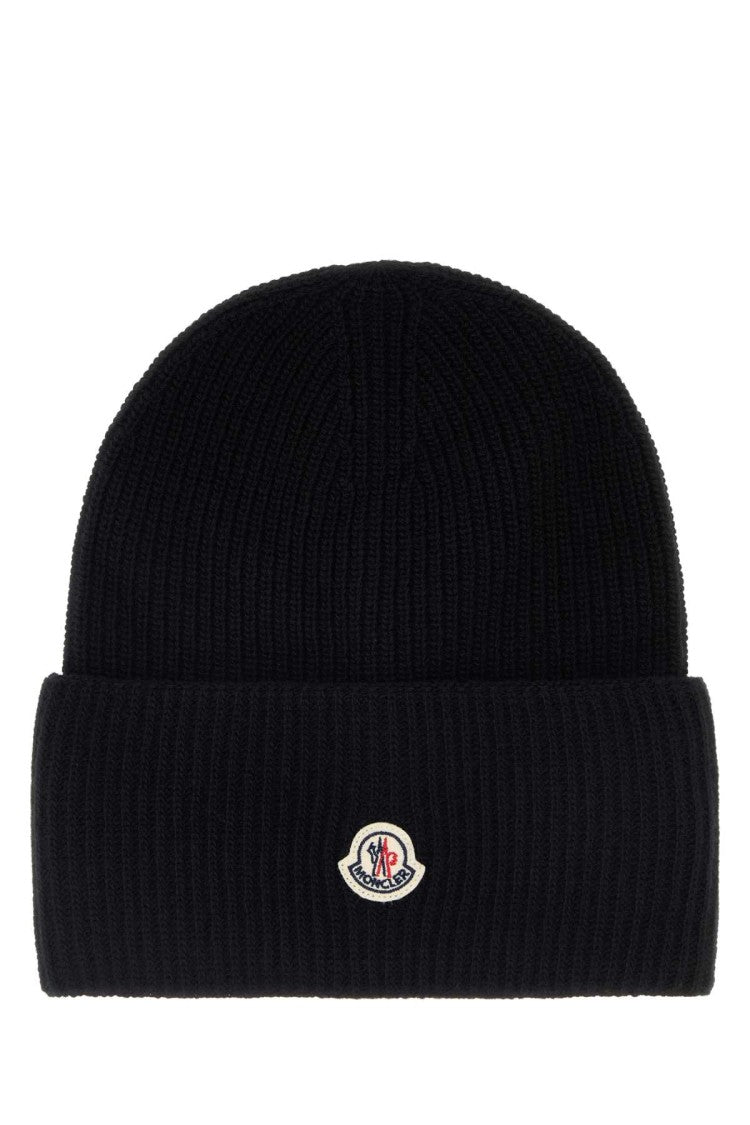 Moncler Black Wool Beanie Hat