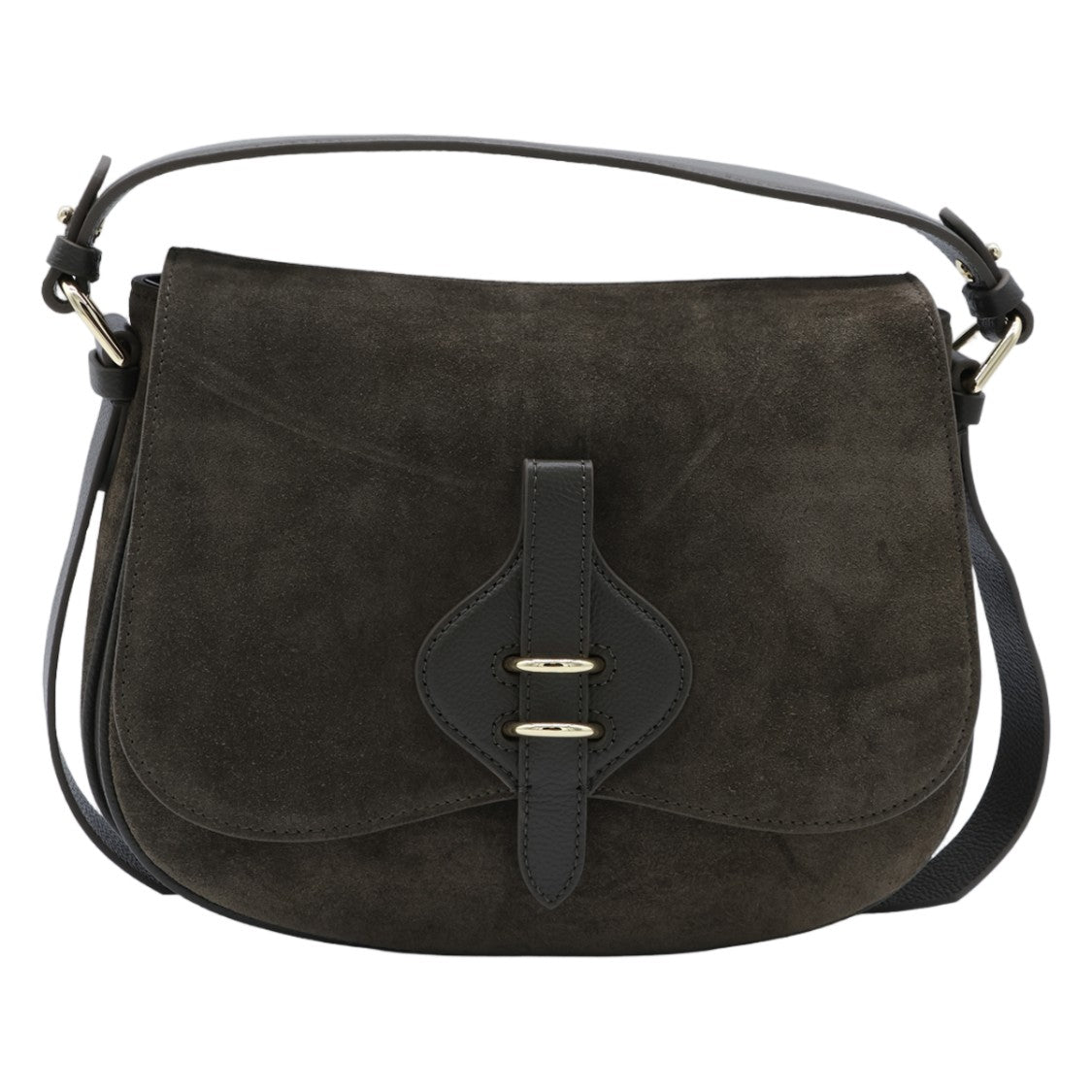 Coccinelle Structured Black Suede And Pebbled Leather Bag