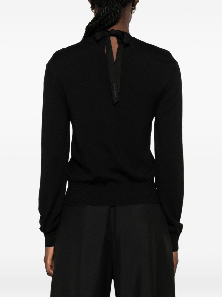 Lanvin Fitted Black Sweater With Silk And Nylon Blend