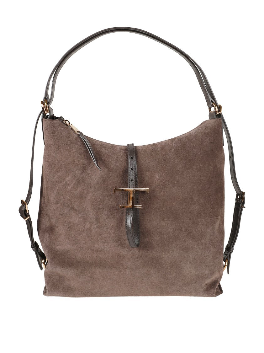 Tod's Suede Shoulder Bag With Gold-Tone Buckle Accent