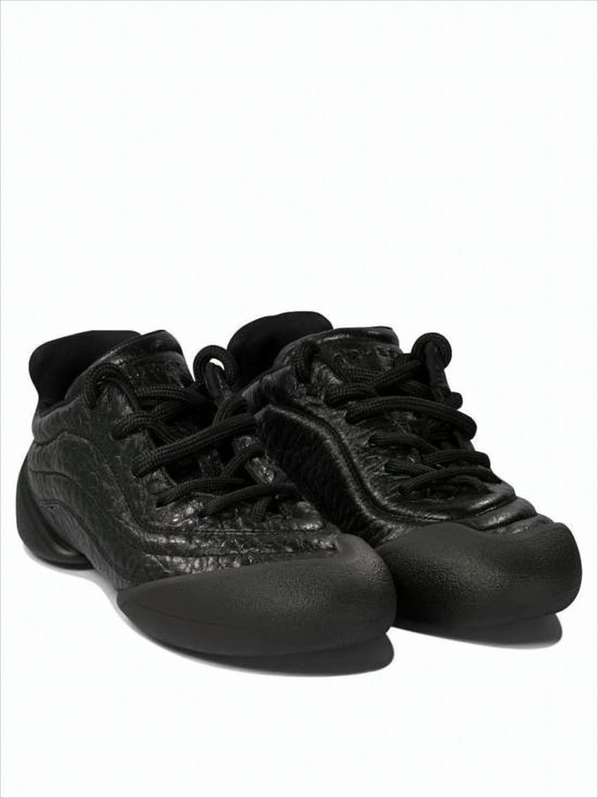 Alexander Mcqueen Textured Lambskin Leather Sneakers With Rounded Toe