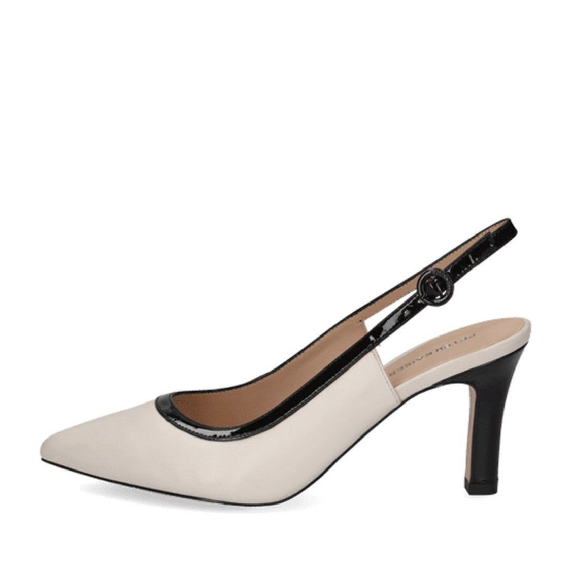 Peter Kaiser White Pointed Toe Slingback Strap Contrast Trim Dress Pumps