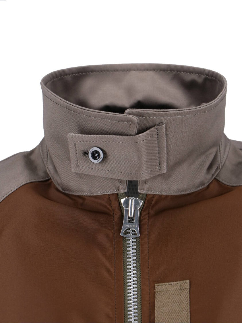 Sacai Structured Brown Jacket With Classic Front Closure
