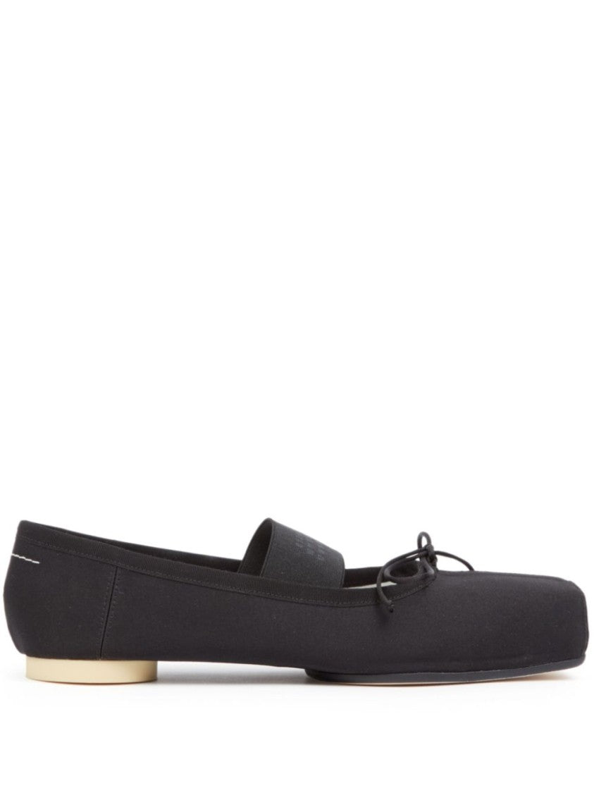 Mm6 By Maison Margiela Black Anatomic Fabric Square Toe Flats