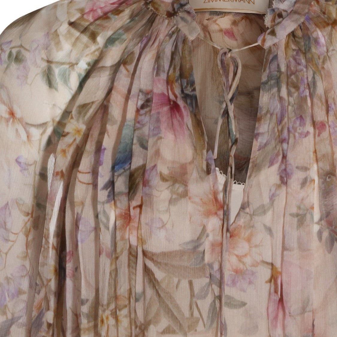 Zimmermann Sheer Floral Blouse With Billowy Sleeves