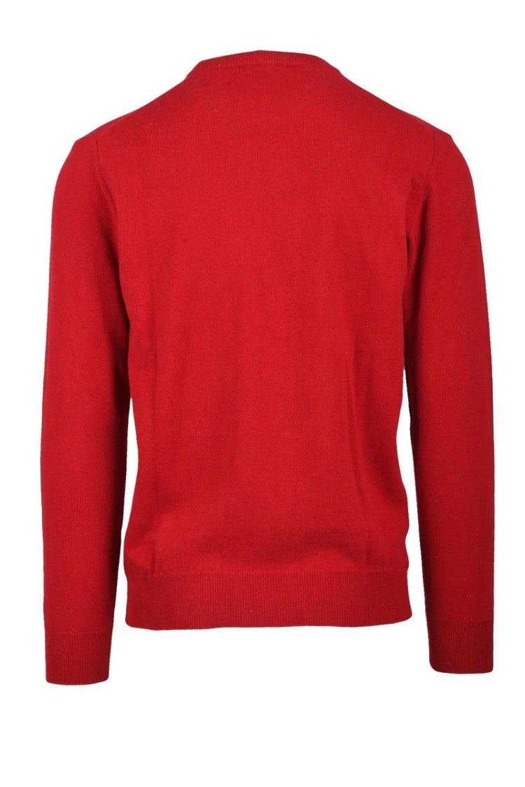 Refabrics Red Cashmere Men's Crewneck Sweater