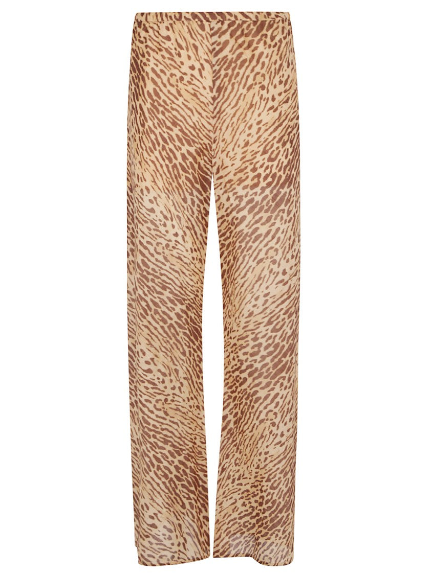 Zimmermann Cropped Leopard Print Pants With Mid-Rise Waistband