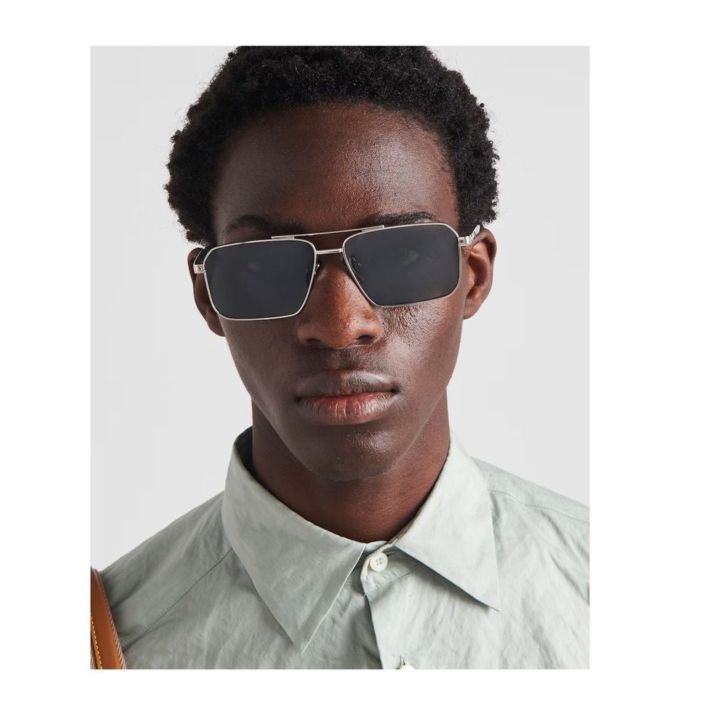 Prada Pra57s Polarized Rectangular Metal Frame Sunglasses