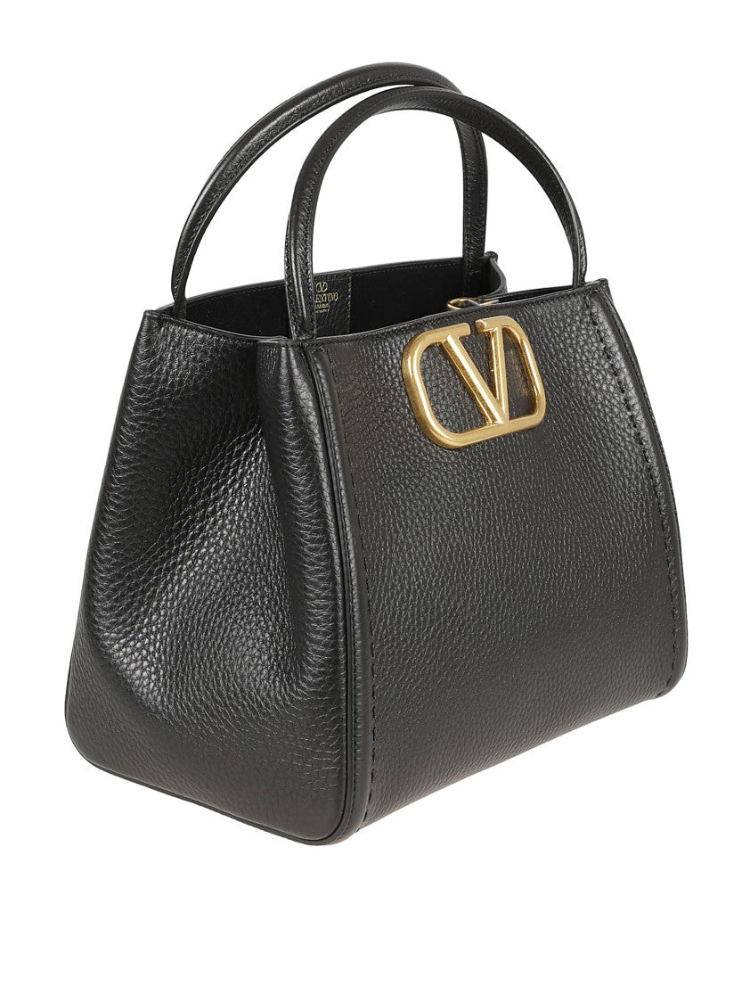 Valentino Garavani Structured Black Calf Leather Handbag