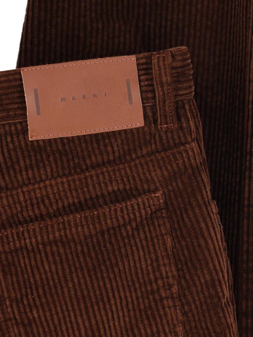 Marni Straight-Leg Brown Corduroy Pants With Five-Pocket Design