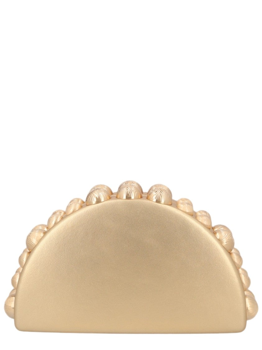Cult Gaia Semi-Circular Metallic Nappa Handbag With Textured Embellishments