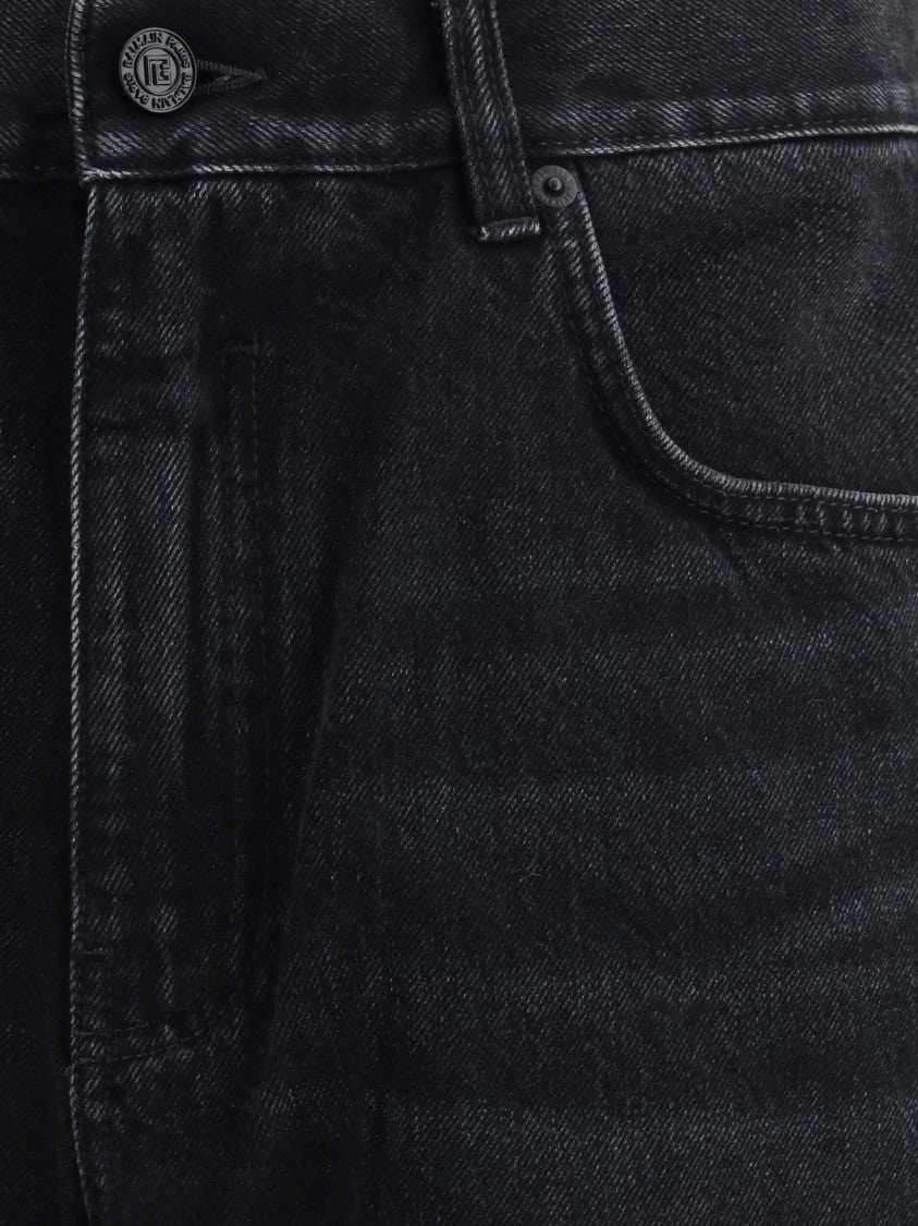 Balmain Black Large Jeans Wide-Leg Denim Jeans