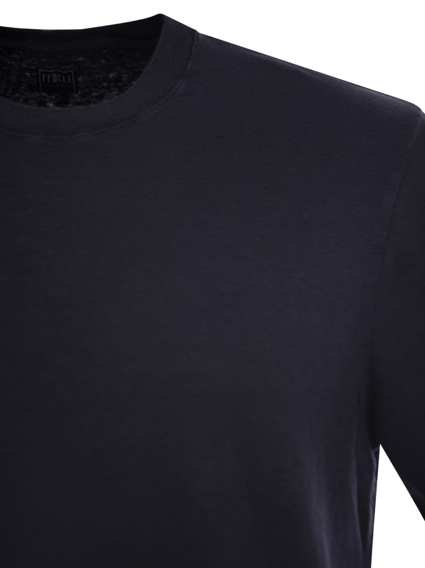 Fedeli Stretch Linen Short-Sleeved T-Shirt