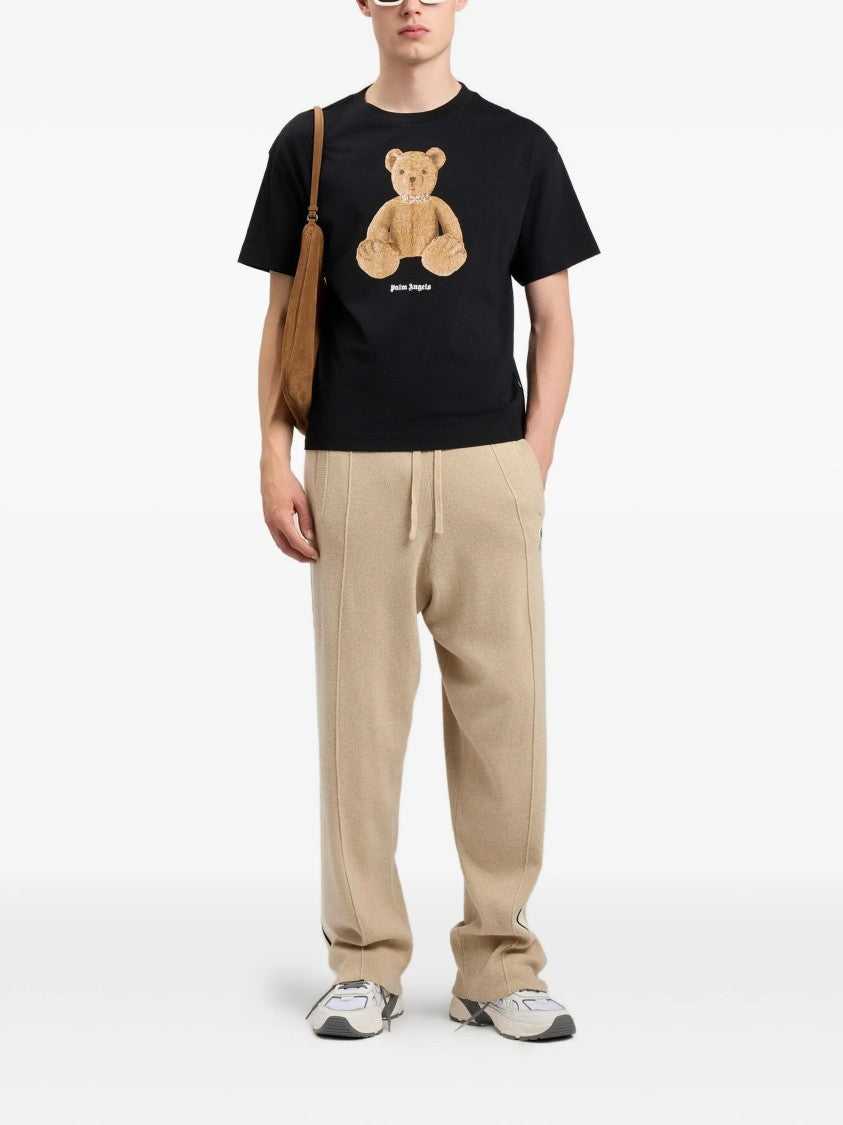 Palm Angels Black Bear Regular Graphic Cotton T-Shirt