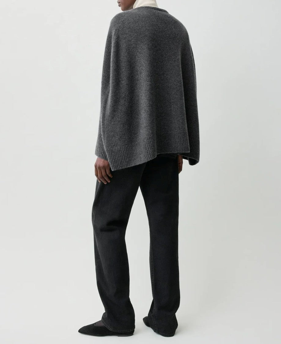 Totême Draped Knit Cape With Crew Neckline And Ribbed Detail