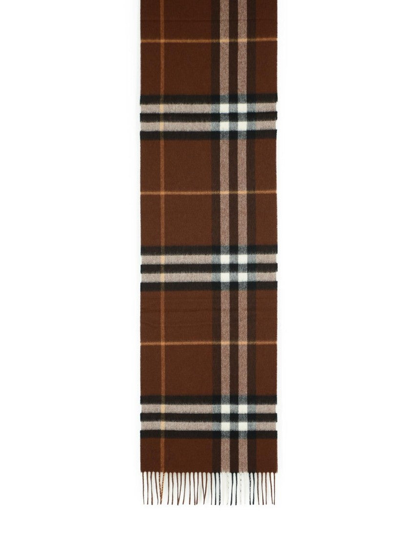 Burberry 'Mu Giant Check' Brown Cashmere Scarf