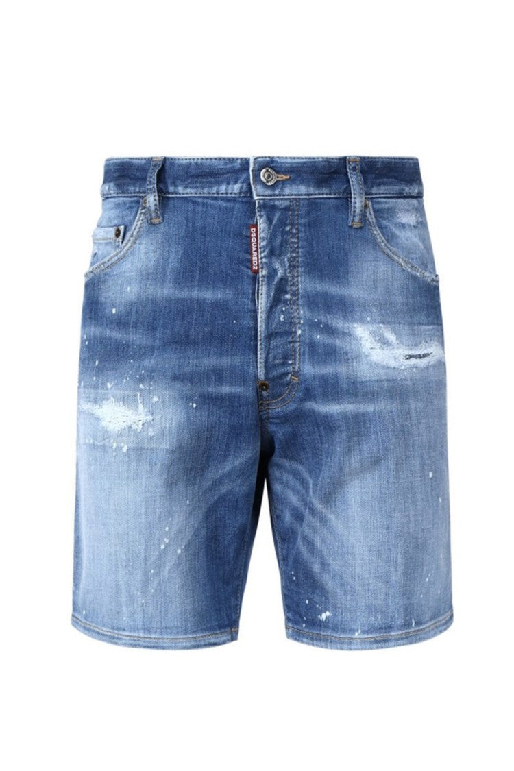 Dsquared2 Distressed Light Blue Denim Shorts With Five-Pocket Design