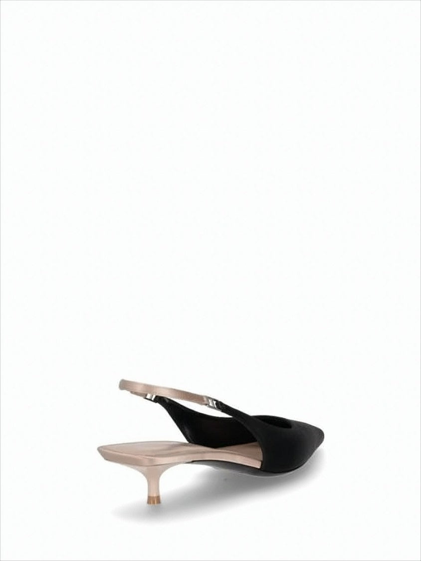 Saint Laurent Pointed-Toe Slingback Pumps With Kitten Heel