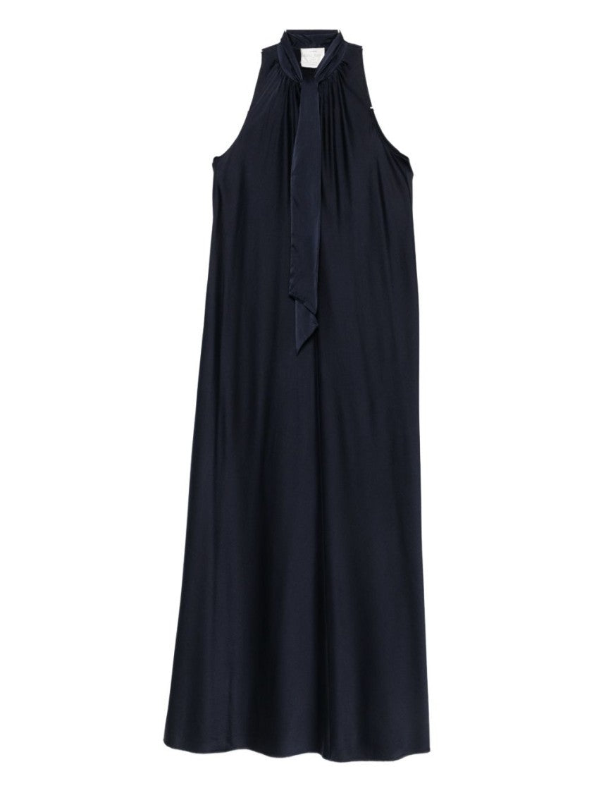 Forte Forte Maxi Blue Dress With Tied Bow Detail