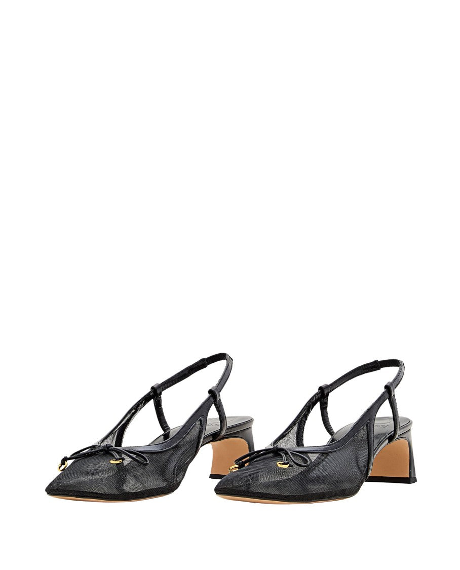 Odissi Modern Mesh Slingback Shoes With Bow Detail